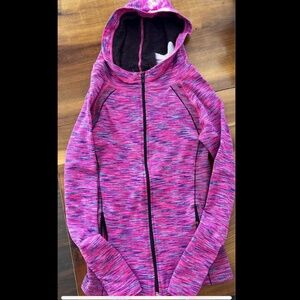 IAB MFG pink multi stripe hooded jacket